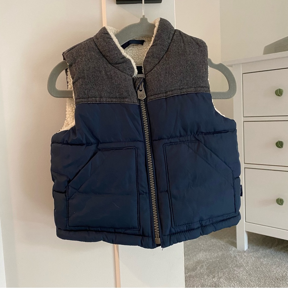 GAP Baby Navy and Gray Herringbone Vest